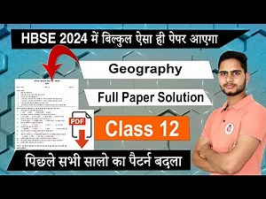 HBSE Class 12 Geography Sample Paper 2024 Solution/ Haryana Board 12 Geography Model Paper Analysis