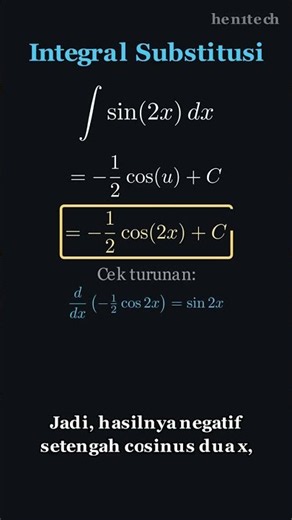 Integral sin(2x) dengan Metode Substitusi | Cara Cepat Belajar Kalkulus #shorts