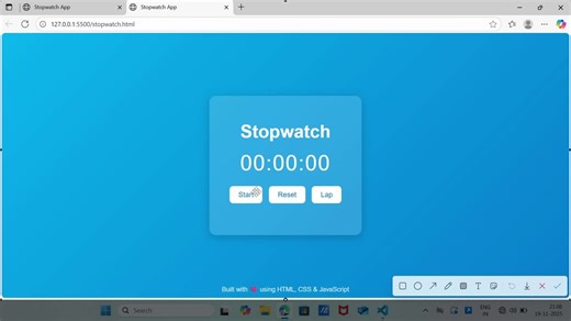 Task 2 – Stopwatch Web Application | Prodigy Infotech InternshipI’m excited to share my second task as part of my Web Development Internship at Prodigy Infotech! 🎯 | Atharv yadav
