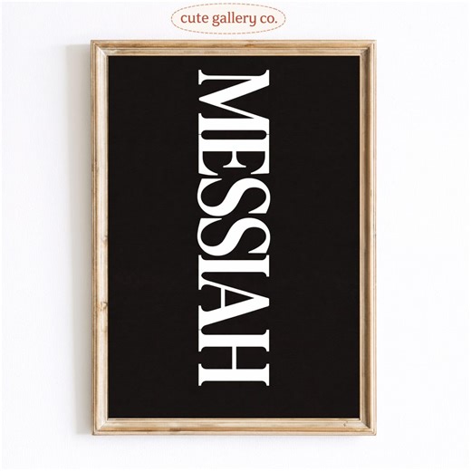 Messiah Typography Poster, Minimal Black Christian Wall Art Print, Modern Faith Home Decor - Etsy