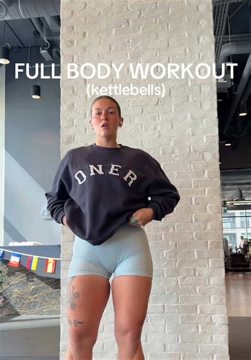 FULL BODY WORKOUT (details below) wearing @Oner Active foundations oversized crew (M) & EnhanceLift shorts (Large) ‘esther’ SAVES 3x8-10/side Kneel to Squat Single Leg RDL w. Row Gorilla Row Press w. side bend Turkish Get Ups Single Leg KB around the world #legworkout #workoutsforwomen #strongwomen #fullbodyworkout #kettlebellworkout @ouraring