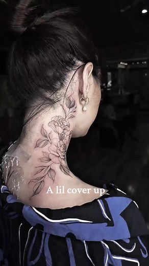 Floral Neck Piece Tattoo and Cover-Up Inspiration