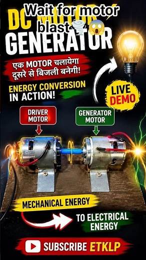 DC Motor as Generator ⚡ Amazing Energy Conversion Experiment | #Shorts
