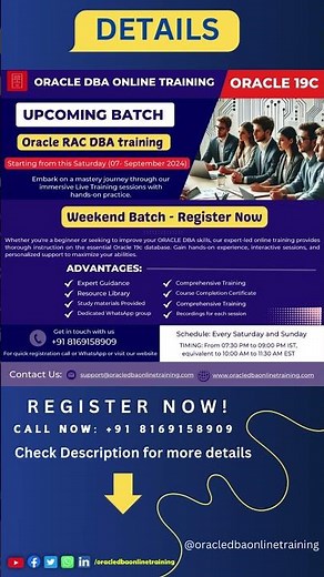 Oracle RAC DBA Training - Starts 7th Sept 2024 #oracle #RAC #training