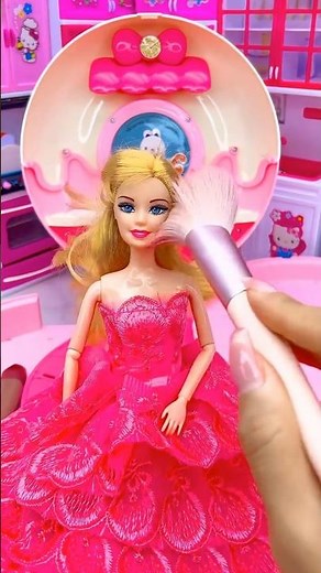 Makeup Kit Of Barbie Dolls unboxing with Satisfying Barbie doll Toy #asmr #shorts