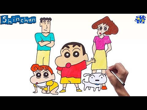 Shinchan Drawing || How to Draw Shin chan family Step by Step
