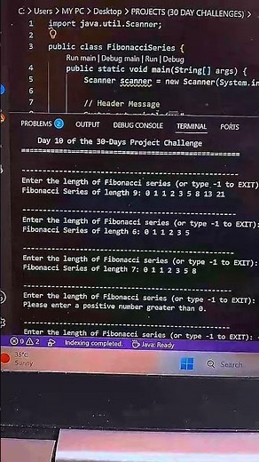 Java Fibonacci Series Code with Custom Length & Exit Feature! 🔥