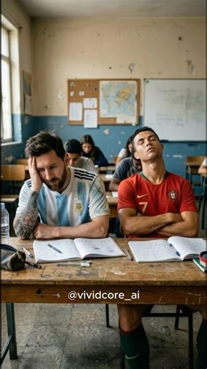 Ronaldo and Messi get bored at the classroom. #ronaldo #messi #ai #aishorts #aigenerated