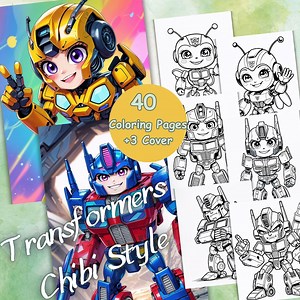 Cute Chibi Transformers Coloring Pages | Optimus, Bumblebee, Megatron & More | Fun Robot Art for Kids - Etsy