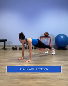 #WorkoutWednesday- The plank with rotation can help strengthen the upper-body muscles while enhancing circulation to remove metabolic by-products and deliver new nutrients to the tissues. When performing the move, keep your spine long and your legs fully extended. Squeeze your legs together for stability and to make it easier to hold the position on one arm. For more exercises, check out Ageless Intensity: https://ecs.page.link/Xszu5 | Human Kinetics