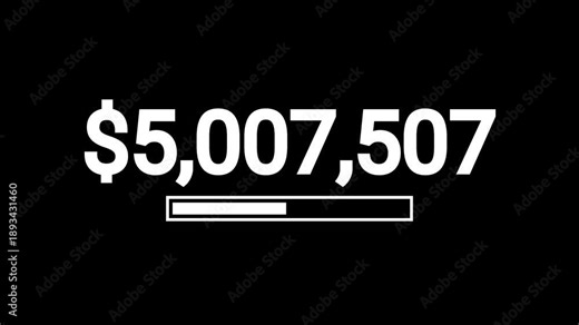 Number counter animation from 0 to 10,000,000 on black background, smooth digital counting numbers for massive data growth visualization, analytics metrics, premium business motion graphics. 4K Video