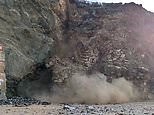 Shocking moment massive cliff slated as a luxury development site collapses