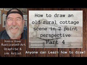 #25 How to draw an old rural cottage scene in 2 point perspective, part 4