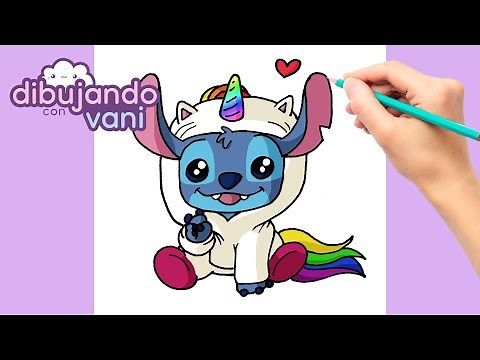 COMO DIBUJAR A STITCH UNICORNIO PASO A PASO - DIBUJOS PARA DIBUJAR - IMAGENES FACILES KAWAII