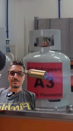 Here's an A2L refrigerant flame test vs A3 flammability. You can see there is a major difference. For reference R32 and R454B carry the A2L classification. R410A is an A1. #hvac #hvactechnician #HVACTech #hvaclife | Tony Mormino