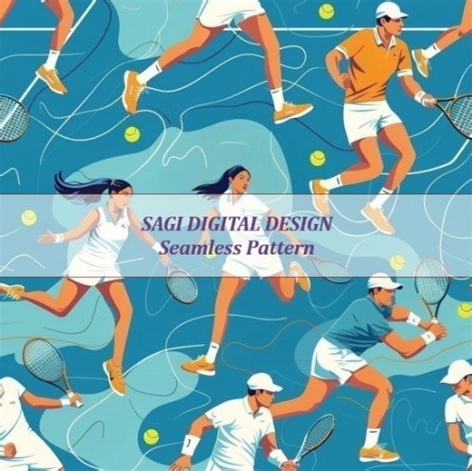 Seamless Tennis Pattern Digital Paper, Retro Athletic Sports Fabric Design, Tennis Player Background - Etsy