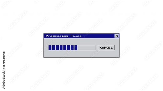 4K Retro Computer Processing Files Dialog Box and System Calculation Animation with Alpha Channel