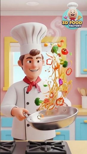 3D Cartoon Noodles – Colorful & Delicious Pasta Bowl!