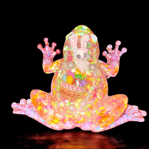 Resin Frog Easter Bunny Basket Paper Weight Desk Decor Home Gift Pink - Etsy