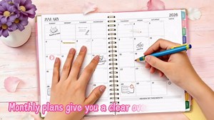 2026 Academic Planner - Weekly and Monthly Cute Planner, Jan 2026 - Dec 2026, 6.2"x 8.5" A5 Hardcover Agenda with Tabs, Calendar Planner for School, Home, Office Supplies(Color Blocking)