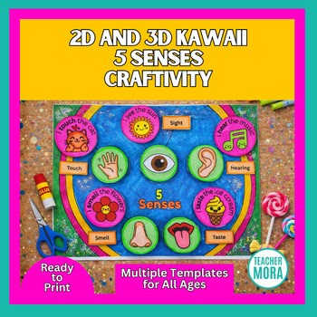 2D & 3D Kawaii Five Senses Craft | Sight, Hearing, Smell, Taste, Touch Activity