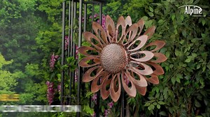 Alpine Corporation 85 in. Tall Antique Flower Kinetic Wind Spinner Stake, Bronze SLL2660BZ