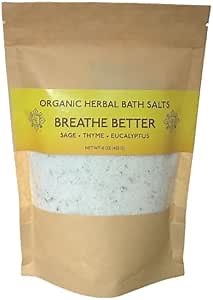 Four Elements 4E Breathe Better Bath Salts - Made with Natural and Organic Ingredients, 16 OZ