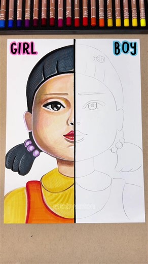 SQUID GAME Doll Drawing - Girl Version Tutorial