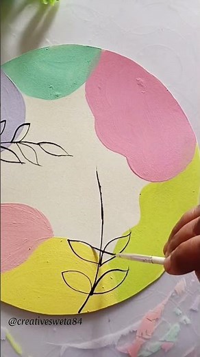 Easy Aesthetic Paper Plate Wall Decor | Minimal Leaf Painting DIY 🌿✨#shorts