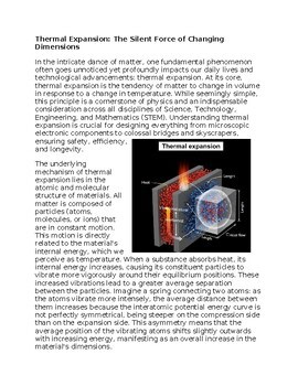 Thermal Expansion & STEM - No Prep - Worksheet - 100% Editable