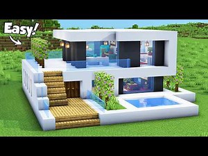 Minecraft: How to Build a Small Modern House Tutorial (Easy) #71 - Interior in Description!