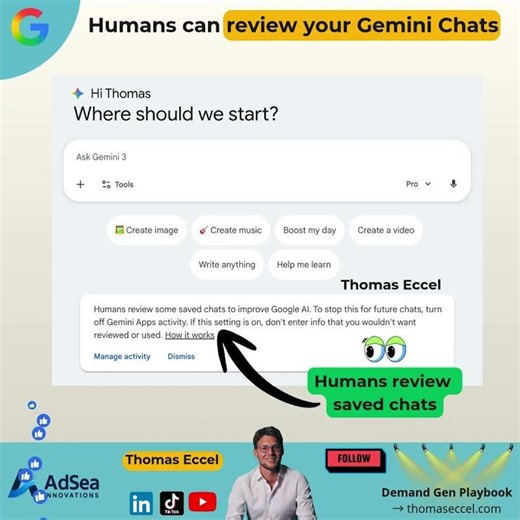 Attention: Humans are reviewing your Gemini Chats!
