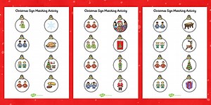 Christmas British Sign Language Matching Activity Worksheets