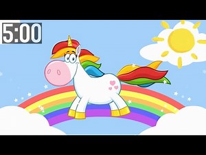 5 Minute Timer For Kindergarten with Music | Unicorn, Rainbow and Sun