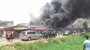 3.3K views · 78 reactions | - Video : Gas explosion at census market,surulere. - The gas explosion razed down several cars around Census Market at Babs Animashaun, Surulere.  - ogwogho_ohis | Delano TV | Facebook