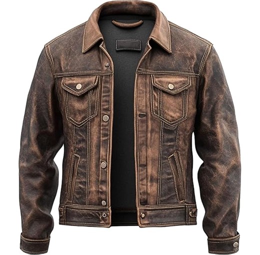 Men’s Vintage Genuine Leather Jacket Distressed Motorcycle Retro Western Style Trucker Jackets for Men - Etsy