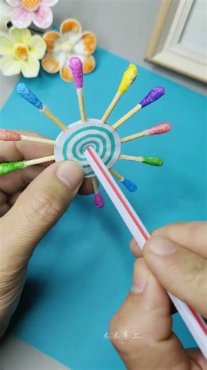 Create a Magical Rainbow Ferris Wheel with Cotton Swabs – DIY Fun