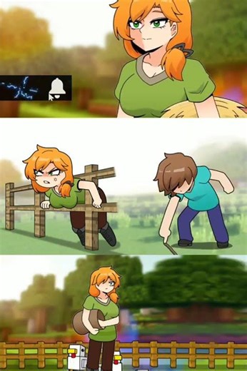 Steve got stuck in the wall and calls Alex for help A funny Minecraft anime moment you’ll love!