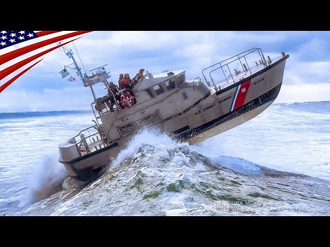 Surfmen Charge Huge Waves with US Coast Guard Boats