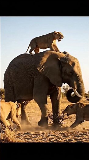 AI video: Lion VS Elephant | Lion attack the Elephant #wildlife