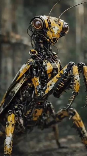 This robot praying mantis looks too lifelike. #aiart #robot