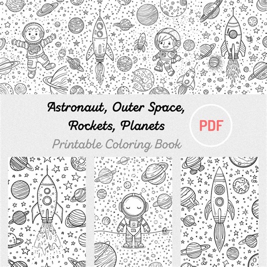 Space Coloring Pages, Astronauts, Rockets, Planets (digital Download) - Etsy