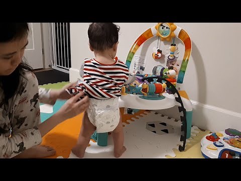 Diaper change while baby is standing