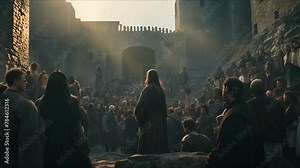 Fantasy medieval background. The concept of medieval history, life and culture. Ai-generated.