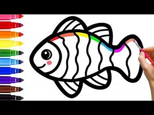 How to Draw a Cute Fish 🐟 | Very Easy Step by Step Kids Drawing & Coloring Tutorial
