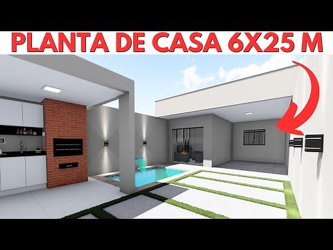PLANTA DE CASA 6X25 METROS COM 03 QUARTOS (1 SUÍTE)!
