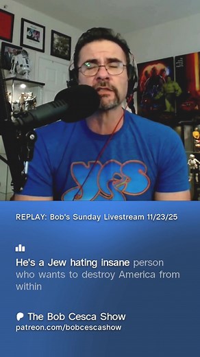 Another Sunday livestream is in the can! Join me for the replay of my talk about Donald’s meeting with Mamdani, Marjorie Taylor Greene’s retirement, Donald’s latest troths, the indie music on the podcast, my illustrations for the new Yes album, and more. | Bob Cesca