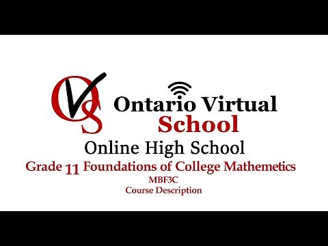 MBF3C - Grade 11 Foundation Of College Mathematics - Ontario Virtual School - OVS