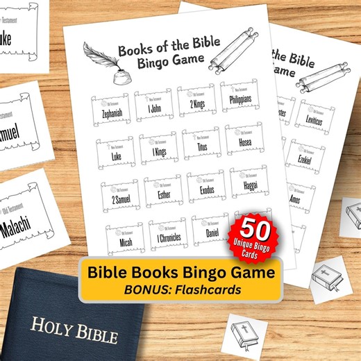 Bible Books Bingo Cards Game for Kids - Christian Printable Activity - Sunday School Homeschool Bible Study - Etsy