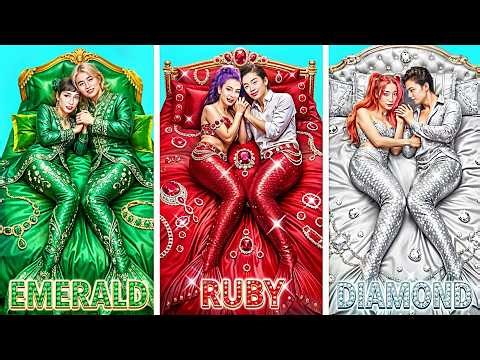 Emerald, Ruby and Sapphire Huntrix vs Saja Boys Bride Couple Turn Into Mermaid! Kpop Demon Hunters
